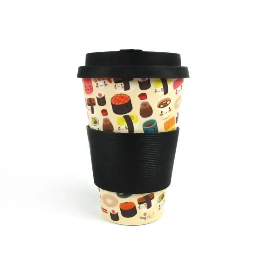 Eco-Friendly Reusable Plant Fiber Travel Mug with Sushi Design NWT